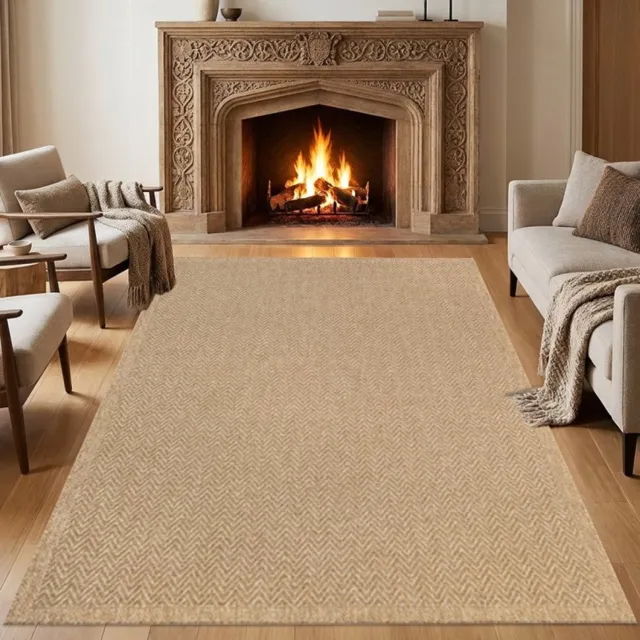 TapisTrend Designer tapijt Naturel 240x340 cm Modern natuurlijk vloerkleed Jute met een fijn visgraatpatroon en gevlochten effect, geschikt voor de woonkamer, slaapkamer
