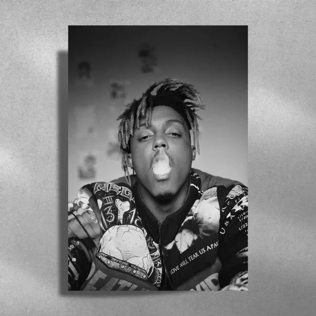 Luxe poster Juice Wrld - Metalen Poster 40x60cm - Smoke zwart