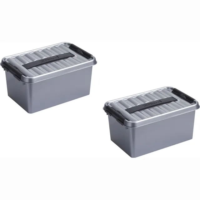 Sunware 5x stuks sunware q-line opberg box/opbergdoos - 6 liter - 30 x 20 x 14 cm - kunststof - opslagbox - grijs