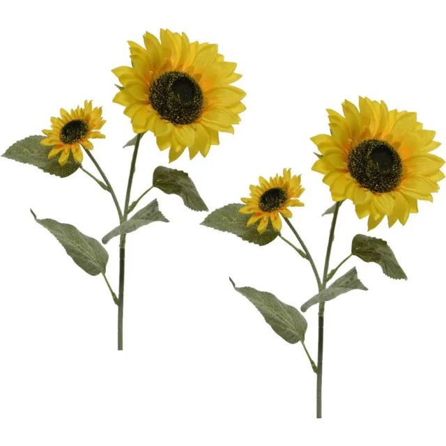 Bellatio Flowers & Plants 2x Gele zonnebloemen kunstbloemen 72 cm - Helianthus - Kunstbloemen/kunsttakken - bloemen/planten Geel