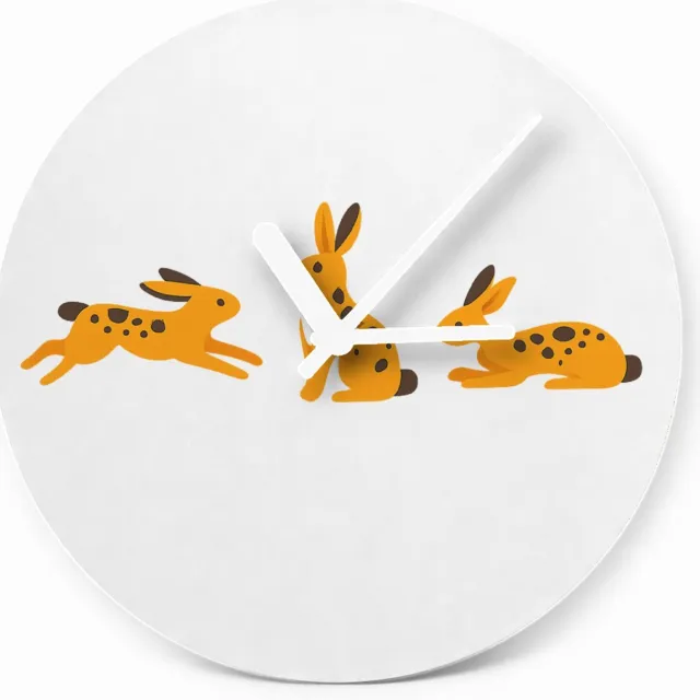 Mr Cadeautjes Glazen klok Ø 20 - design Een subtiele patrooncompositie met meerdere losse figuren di | cadeau Wit
