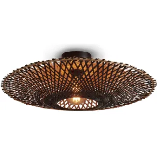 Good&Mojo Plafonniere Kalimantan bamboe dia.60x15cm naturel/zwart. Naturel met zwart