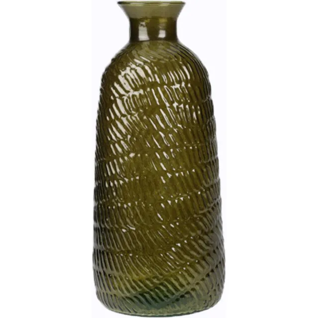 H&S Collection Bloemenvaas Livorno - Gerecycled glas - donkergroen transparant - D13 x H31 cm