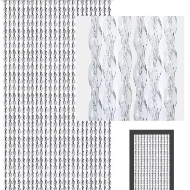 RFWR Deurgordijn Koordgordijn 100x200cm PVC Glans Strepen Voor Binnen En Buiten transparant