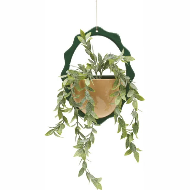 Atmosphera Kunstplant Hangplant Chéri met keramieken pot - 20x9x52cm - Oker