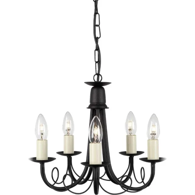 Steady Lighting Landelijke Kroonluchter - Steady Lighting - Metaal - Landelijk - E14 - L: 37cm - Voor Binnen - Woonkamer - Eetkamer - Zwart