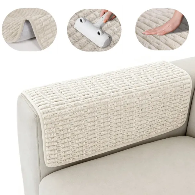 Oemmn 2 stuks 51x51cm Zachte Corduroy Armleuningbeschermer, Antislip Wasbare Armleuninghoes voor Bank en Fauteuil, Beschermt tegen Vlekken, Slijtage en Krassen, Extra Comfortabel - Beige wit Beige wit：51*51cm