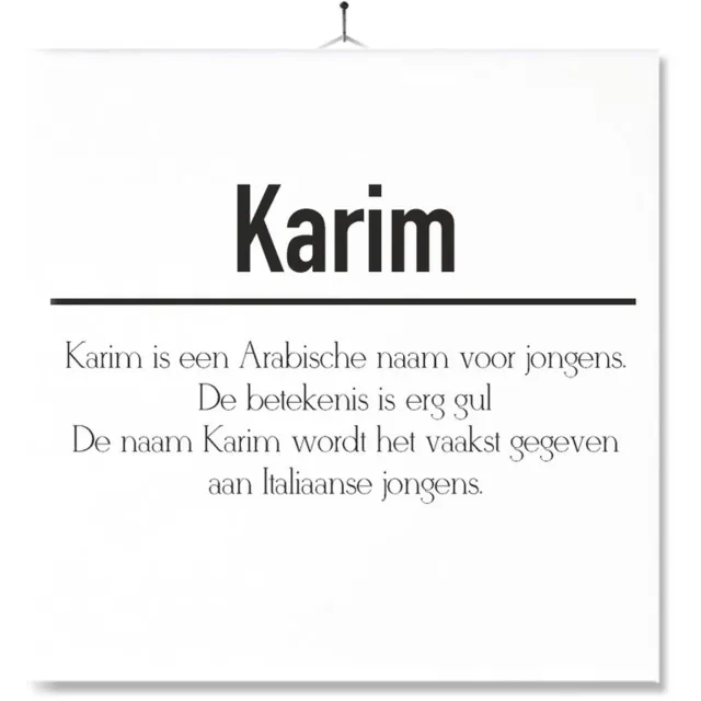 MC Living Tegel Met Opdruk | Betekenis | Kado | Cadeau | Met Naam - Karim Multi-Color