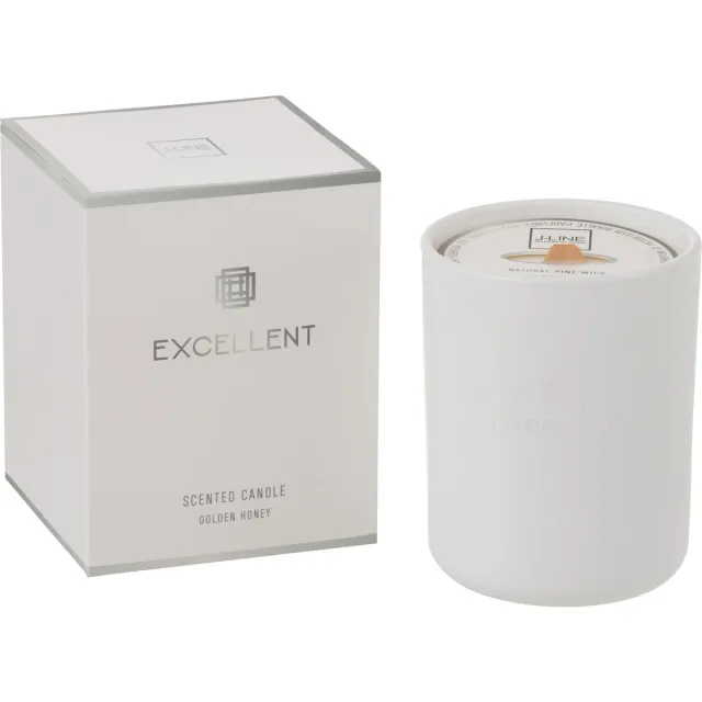 J-Line geurkaars Excellent - Golden Honey - wit - medium - 80U