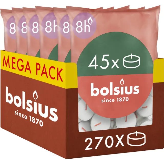 Bolsius 270 Waxinelichtjes - Theelichtjes - 8 uur - Wit - 8 branduren - Grootverpakking