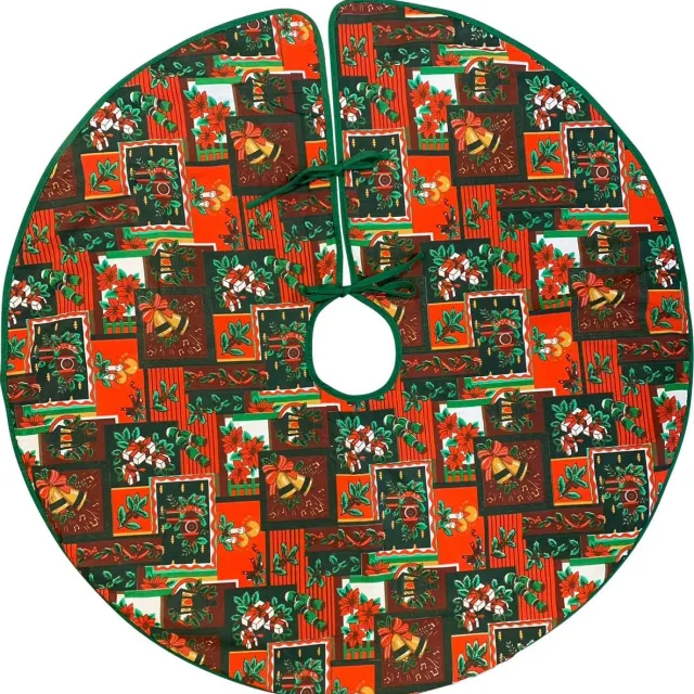 Lemetex Kerstboomrok - Treeskirt - Rood-Groen - Kerstprint Rood met Groen en Wit