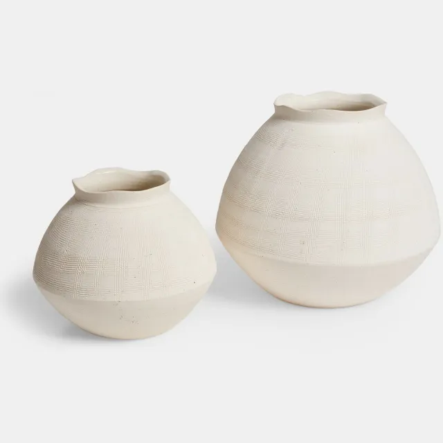 Loberon Vaas set van 2 Torovina crème