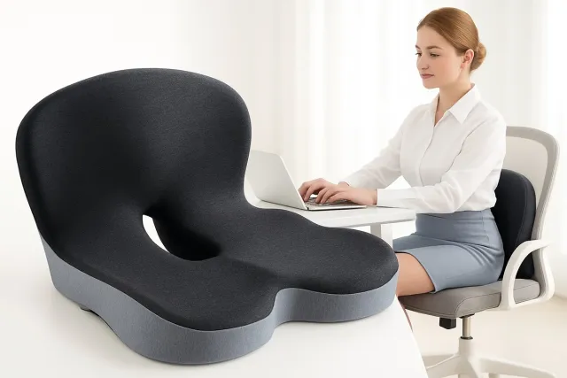 Dutchers Ergonomisch Zitkussen met Rugleuning – Comfortabel Stoelkussen - Stuitkussen - Wasbare hoes - Wigkussen – Voor Stuitje, Aambeien, Rugklachten & Zwangerschap – Zitcomfort voor Auto, Kantoor, Rolstoel & Thuis Grijs