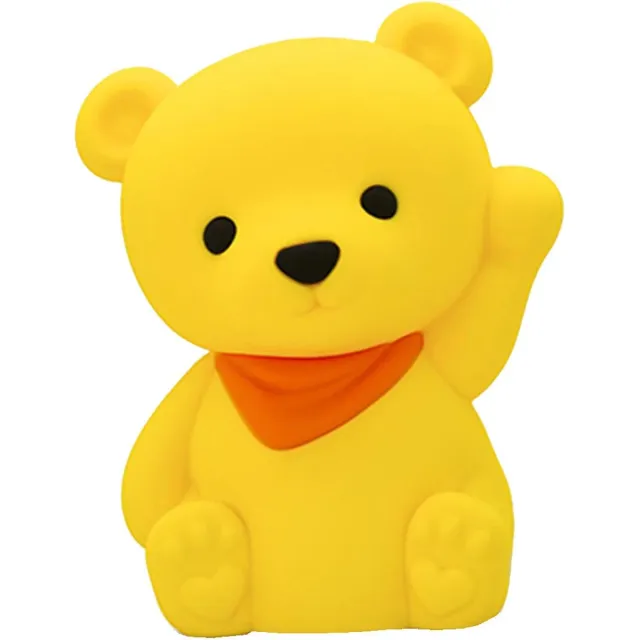 DHINK Nachtlampje Teddybeer - in zacht knuffel-siliconen materiaal geel