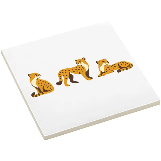 Mr Cadeautjes Fototegel Een rustige reeks kleine dieren in verschillende poses met v - 15 x 15 cm, keramiek - keuken, badkamer, decoratie | cadeau Wit
