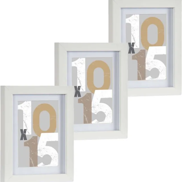 Arte r 3x stuks houten fotolijst - wit - 13 x 18 cm - fotolijstje - met passe-partout - decoratie