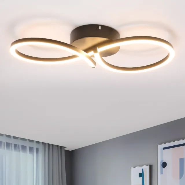 NETTLIFE Plafondlamp LED - 24W - modern - 3000K Warm wit Licht - creatieve Keukenlamp - 45cm - voor Woonkamer | Slaapkamer | Gang - Zwart