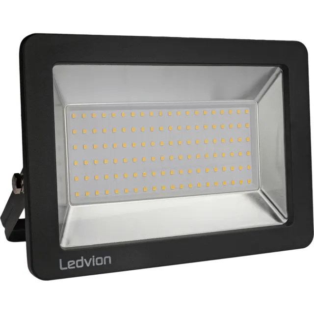 LEDVION ECO LED-schijnwerper buiten, IP65, 100W, 110lm/W, natuurlijk wit, 4000K, superhelder, breedstraler, buitenlamp Zwart