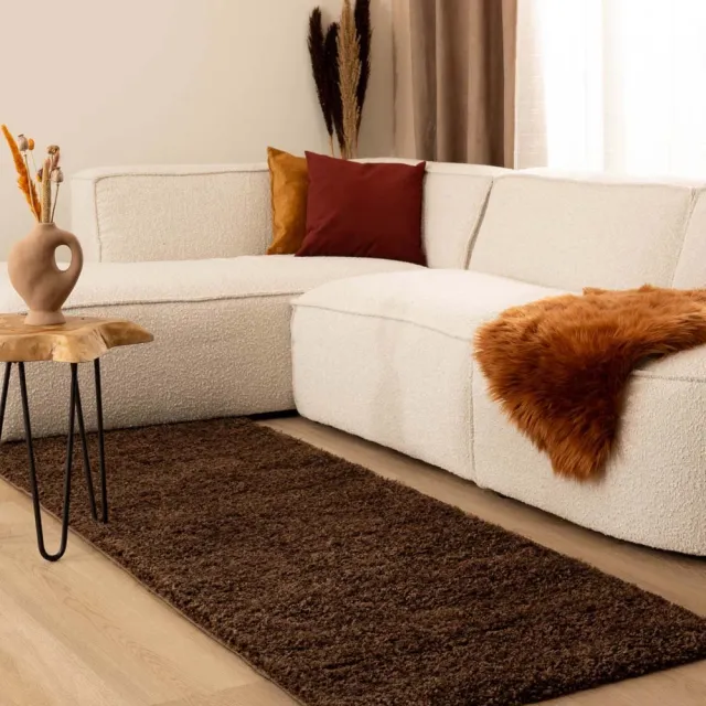 Tapeso Hoogpolige loper - Shaggy Trend bruin 80x300