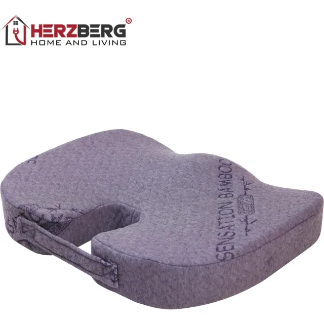 Herzberg Home & Living Herzberg Bamboe Zitkussen - Traagschuim - Helpt Rugklachten Te Voorkomen Grijs