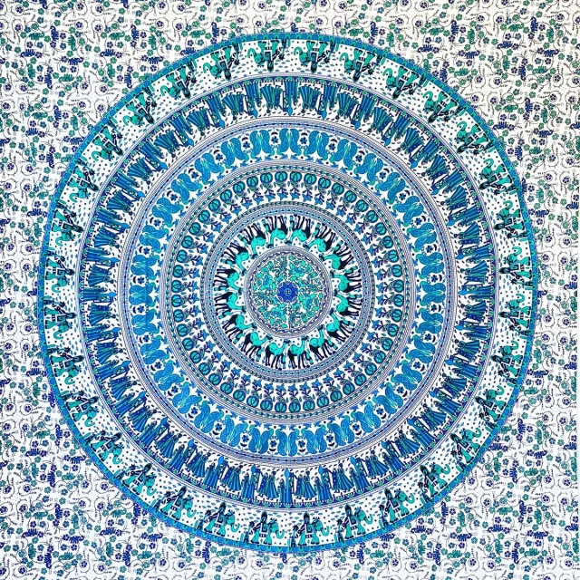 Unyqoos Kleurrijk Oosters Wandtapijt voor Meditatie en Interieurdecoratie Blauw