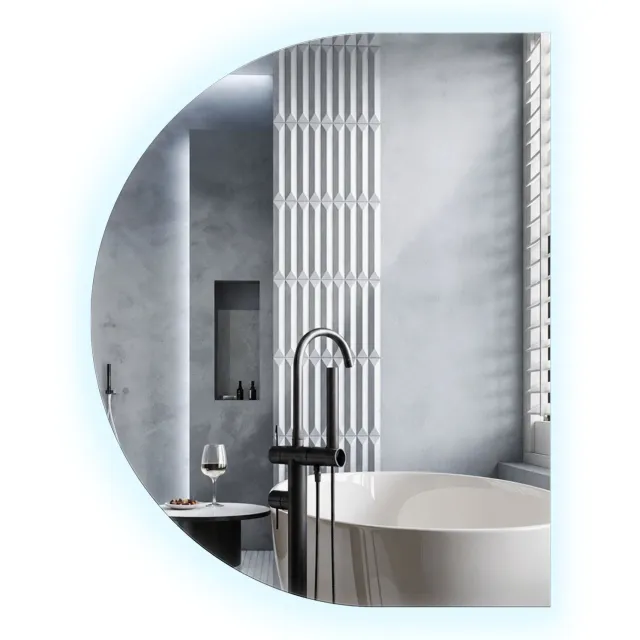 Coloray Grote Decoratieve LED Spiegel met Zachte Geometrische Vorm – Wandspiegel met Verlichting – Moderne LED Badkamerspiegel voor Slaapkamer en Badkamer – 80x100 cm – Koudwit 6500K