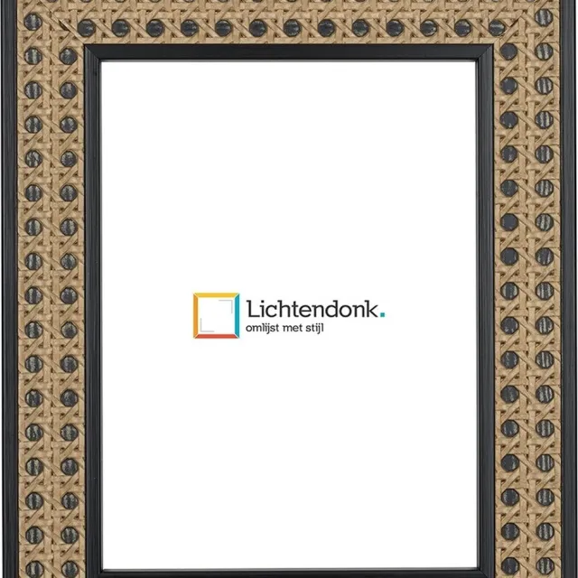 Lichtendonk Fotolijst Zwart Rotan - Ontspiegeld Glas - Fotomaat 24 x 30- Art.nr. 205-001-004 Naturel