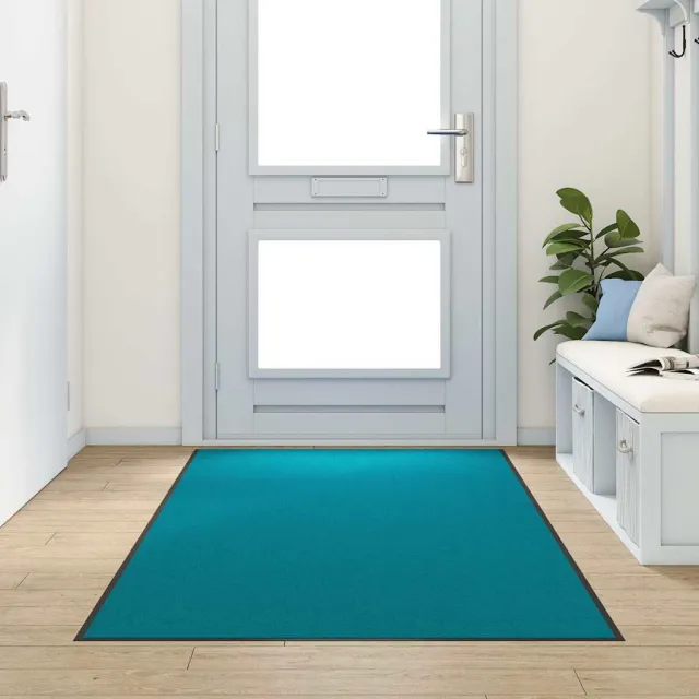vidaXL Deurmat Cyaan en Zwart 120 x 300 cm 100% Polyamide Blauw