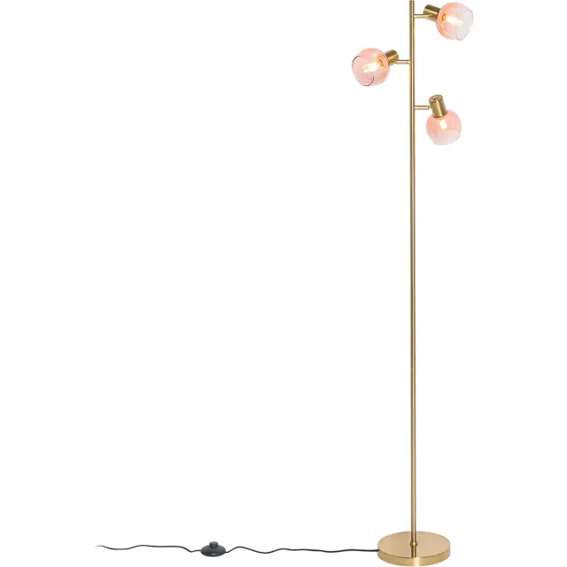 QAZQA vidro - Art Deco Vloerlamp | Staande Lamp - 3 lichts - H 150 cm - Roze - Woonkamer | Slaapkamer | Keuken