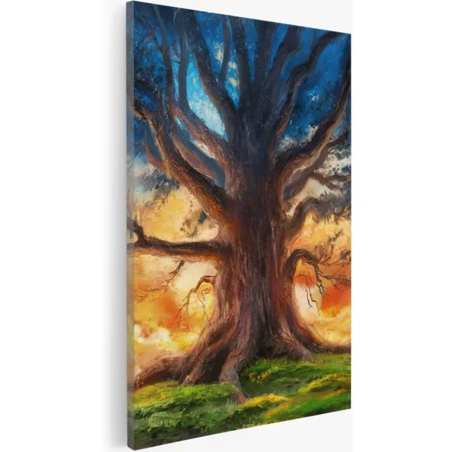 Saammp Canvas Schilderij - Grote Abstracte Boom - Natuur - 20x30 - Foto op canvas - Wanddecoratie - Muurdecoratie Woonkamer - Slaapkamer decoratie - Canvas Print Multicolor