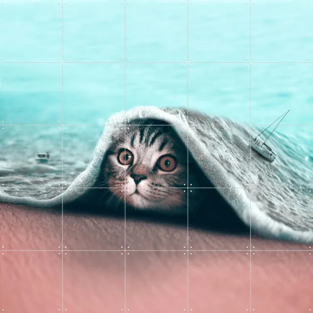 IXXI Hidden, Julien Tabet - 100 x 100 cm - Grote wanddecoratie en posters - Fotografie, Speels, Digitale Kunst, Surrealisme, Woonkamer, Grappig Blauw / Koele tinten