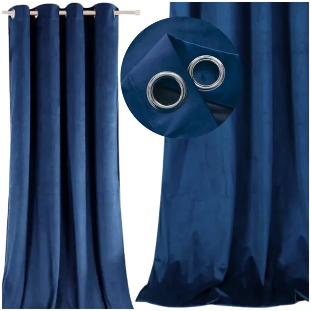 More&Deco Luxe Velours Gordijn 140x250cm Donkerblauw - Gekocht