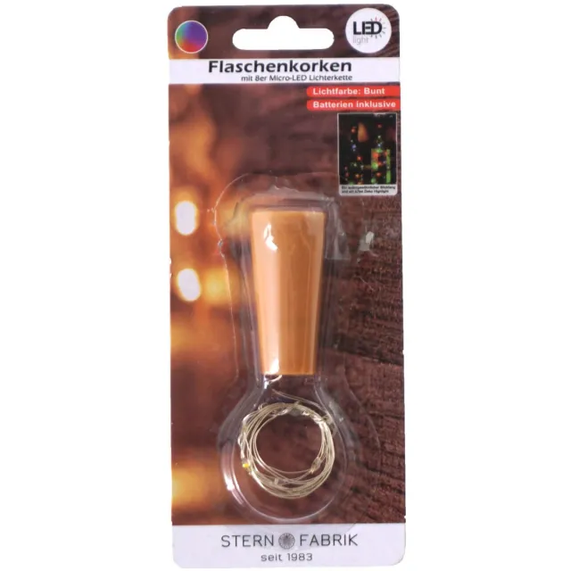 Stern fabrik flesverlichting kurk - lichtsnoer - gekleurd -LED - 80 cm- bottle lights Zilver