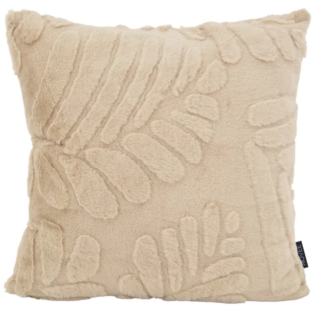 NOVÉE Furry Leaves Beige Kussenhoes | 45 x 45 cm | Velvet/Polyester