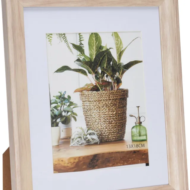 Home & Styling fotolijstje - kunststof - hout look - geschikt voor foto 13 x 18 cm - staand en hangend - 29 x 24 cm Bruin