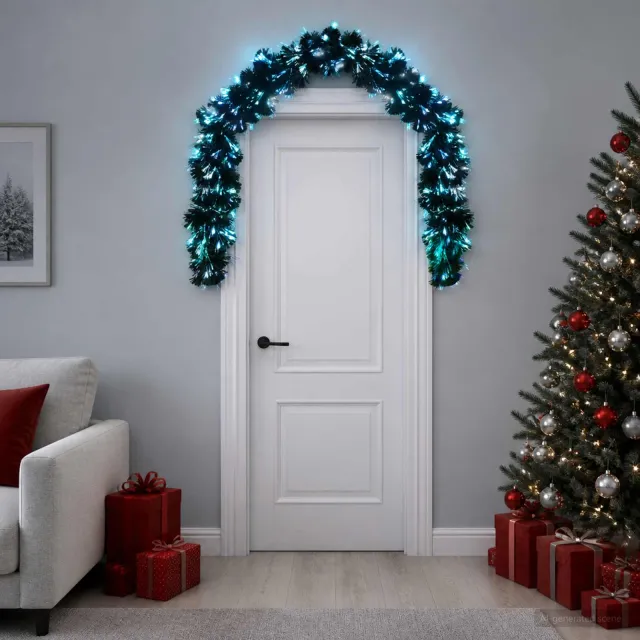 vidaXL Kerstkrans 48 LED's Meerkleurig PVC Groen