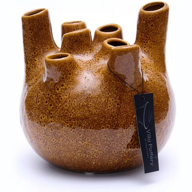 Villa Pottery Vaas - Villa Pottery - Woondecoratie - Decoratie - Porselein - Waterdicht - Isabelle 1_3 Orange Brown Oranje