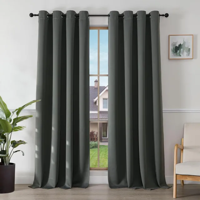 Ibenzoa Verduisteringsgordijnen met Ringmontage, 2 Stuks, Donkergrijs, 140x245 cm - Thermisch Isolatiepaneel voor Slaapkamer en Woonkamer
