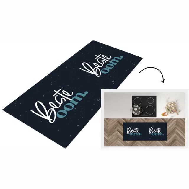 KitchenYeah Keukenloper - Loper keuken - 'Beste oom' - Blauw - Quotes - Spreuken - Keukenloper vinyl Multicolor