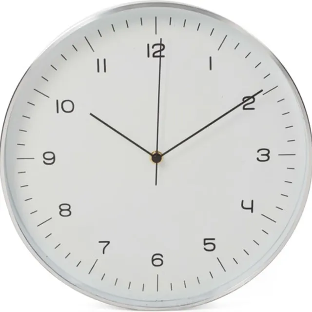 Perel Wandklok 30 cm wit en zilverkleurig