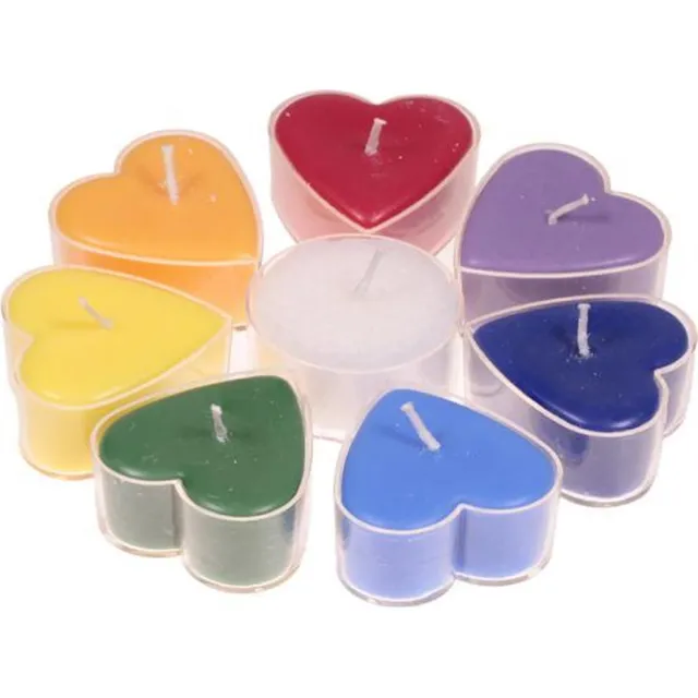 Bloem des Levens Hartvormige geurkaarsjes stearine chakra (4x2 cm) - Fair Trade multi