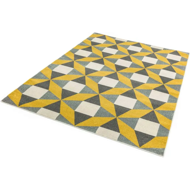 easy living colt-fan-mustard Vloerkleed - 200x290 - Rechthoek - Laagpolig Tapijt - Modern - Geel, Grijs