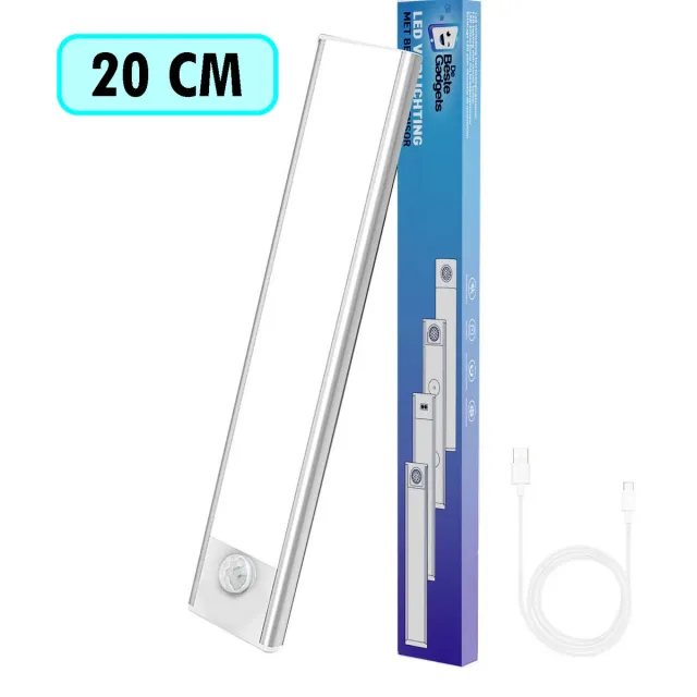 De Beste Gadgets Kastverlichting met bewegingssensor - LED Onderbouwverlichting - Ledlamp - Trapverlichting - Keukenverlichting - 20cm - Zilver [Zilver - 20cm] - Standaard batterij 350 mAh