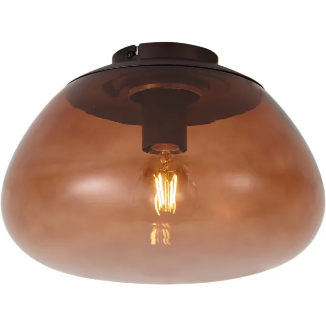 QAZQA retro plafondlamp - Giselle - bruin, rond, 30cm, ideaal als hal, slaapkamer en woonkamer lamp
