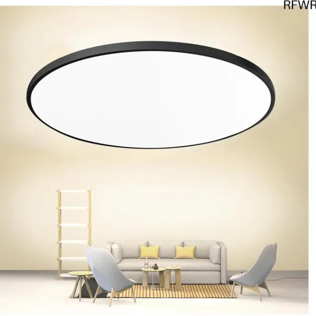 RFWR Moderne Vlakke Ronde LED Plafondlamp - IP44 Waterdicht voor Badkamer, Keuken en Woonkamer Zwart