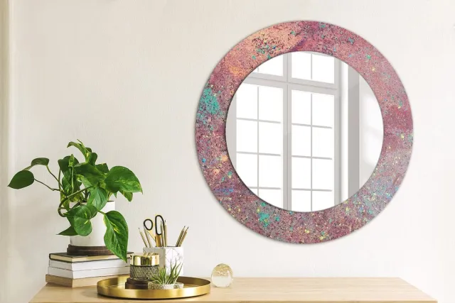 Coloray Bedrukte Spiegel - Festival van kleuren Wandspiegel Decoratieve Print - 50 cm - Paars Bedrukte Spiegel - Wandspiegel Decoratieve Print - Bedrukte Spiegel - Spiegel Met Bedrukte Lijst Paars Festival van kleuren