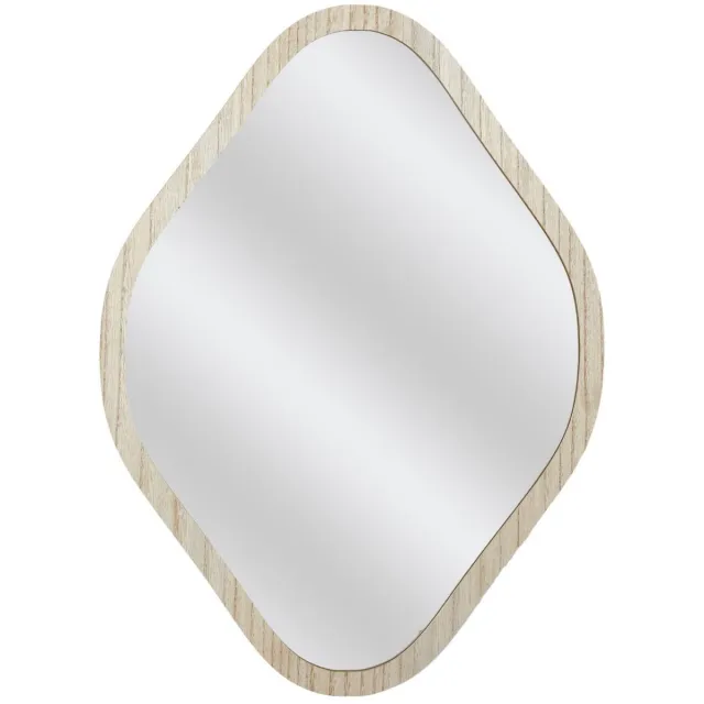 HOME DECO FACTORY Spiegel - hout - 44 x 60 cm - wandspiegel - ruit vorm - natuurlijke look Naturel