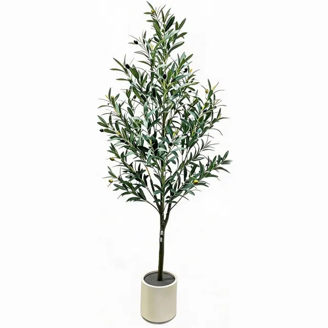Triumpunpre Kunst Olijfboom 180 cm – Mediterrane Kunstplant voor Binnen met Pot – Realistische Kunstboom met Bladeren & Olijven – Onderhoudsvrije Nepboom voor Woonkamer, Kantoor en Entree