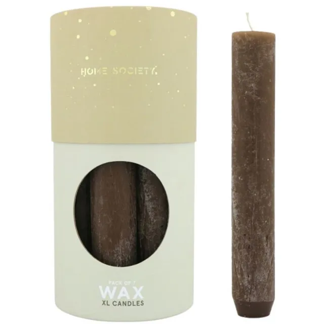 Home Society Diner Candle XL Dark Brown 7 stuks - Rond 3,4 cm - 21 cm hoog