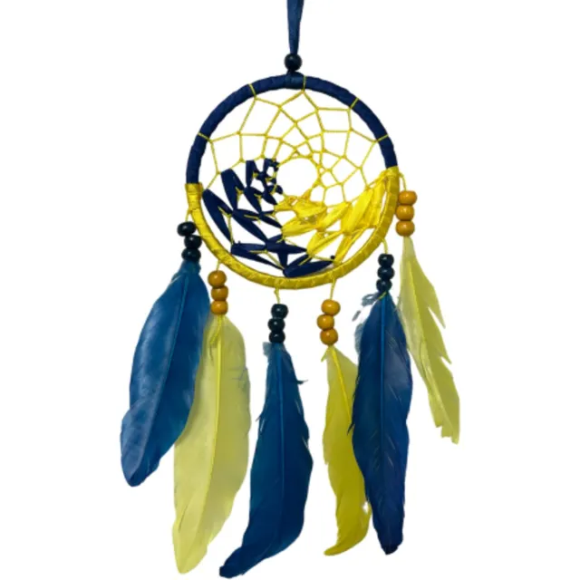 Ruben Robijn Dromenvanger dreamcatcher -22cm - Wave - Blauw & Geel Blauw / geel